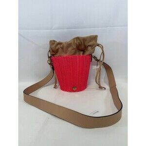 Alma Weaving Souls Purse Bucket Bag Pink Gold Crossbody NEW Leather Insert & Str